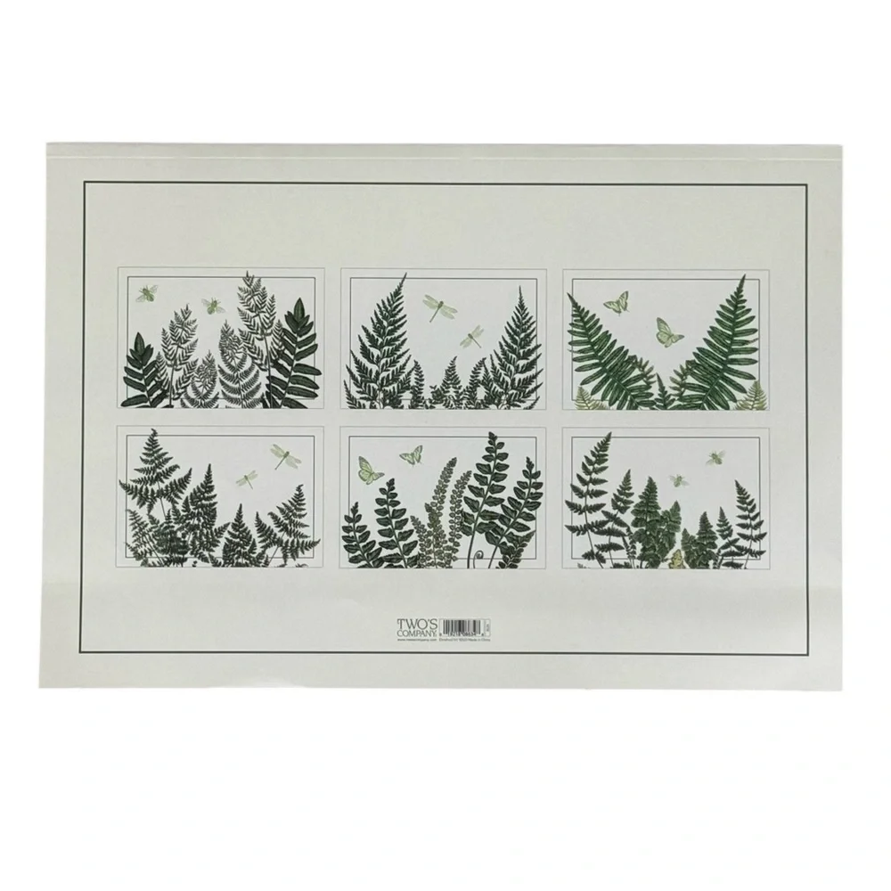 Two's Company Belvedere White Green Floral 48 Paper Placemats Sheet Tear-Off Pad